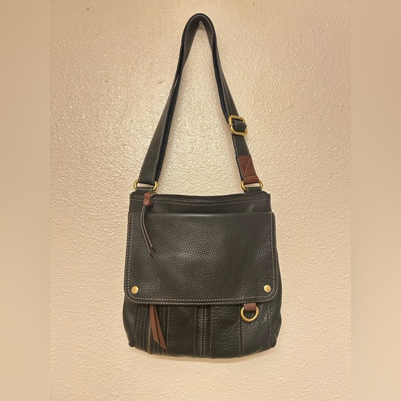 Fossil Morgan Traveler Black Soft Pebble Leather Organizer Crossbody Bag - Picture 2 of 9